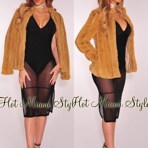 Mocha Faux Fur Coat By Hot Miami Styles Sz Small
